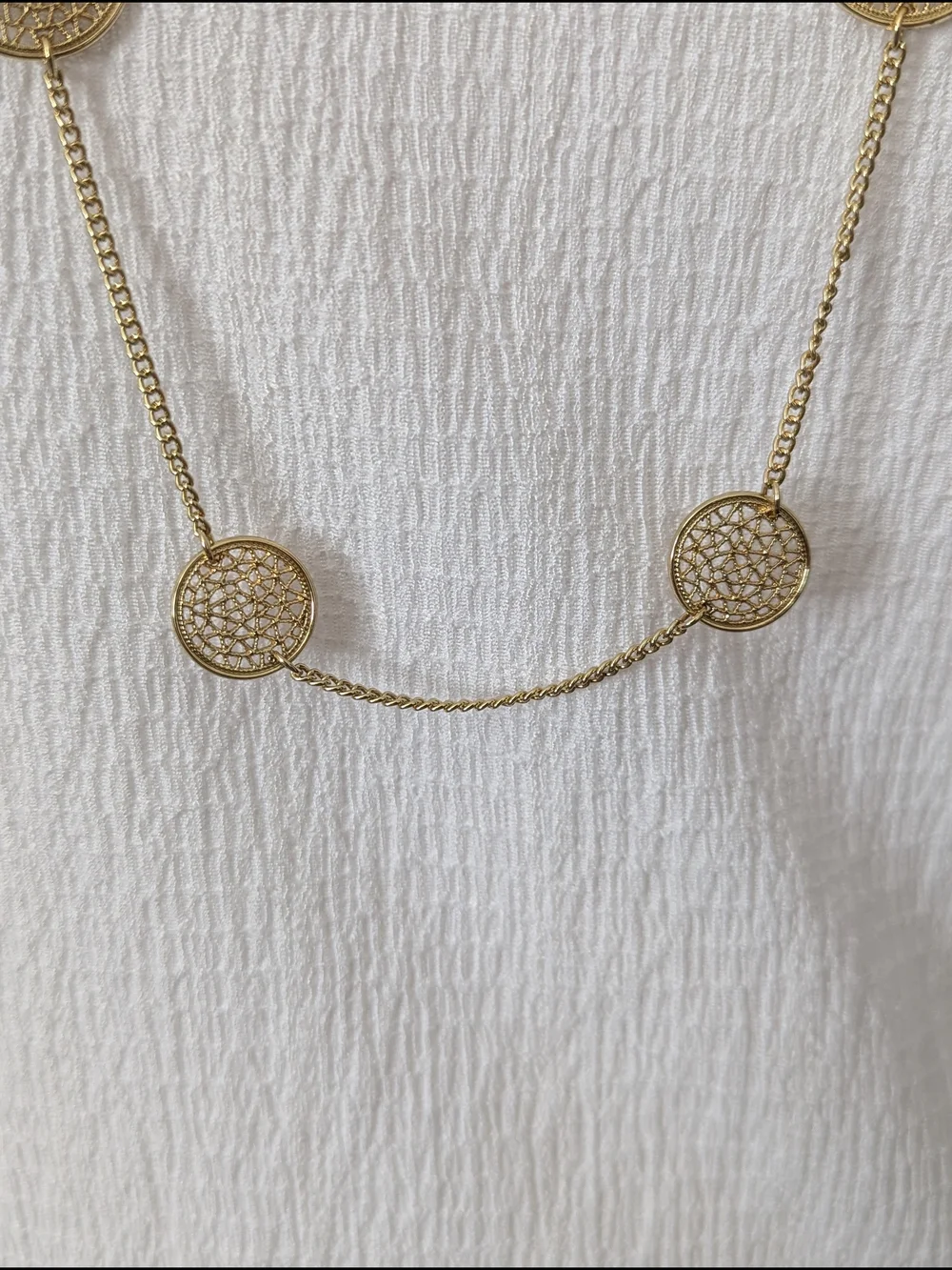 Gold Disc Long Necklace Jewelry